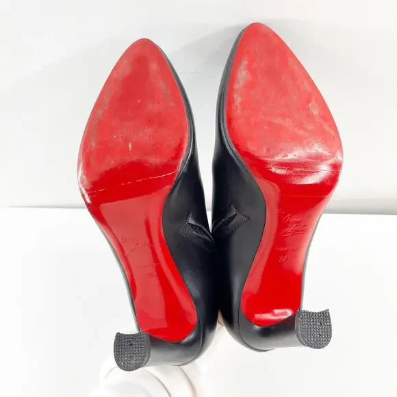 Christian Louboutin Eleonor 85 Leather Ankle Boots Booties Black 39 - Picture 6 of 12